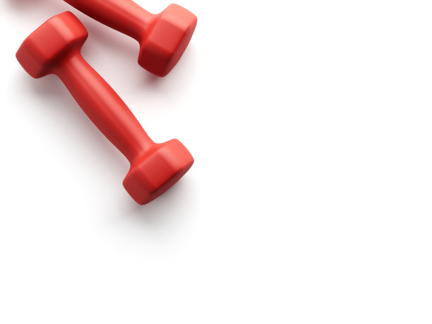 白色背景上的红色哑铃图片下载