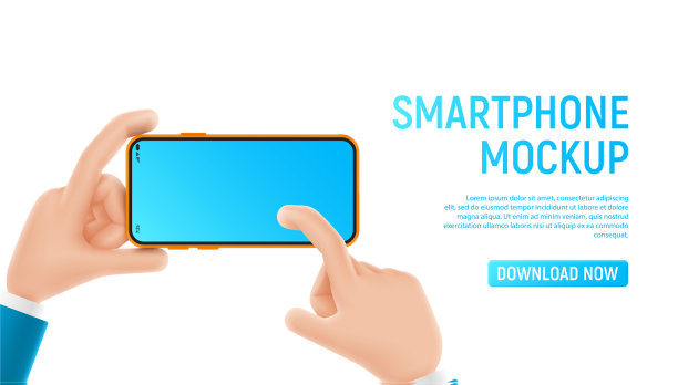 模型与卡通手和智能手机图片下载