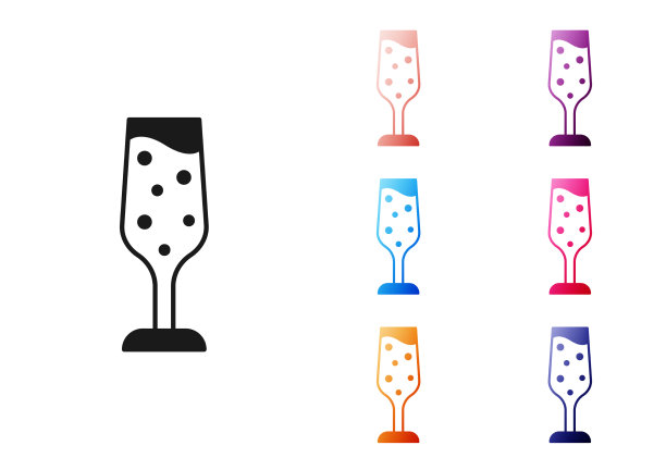 黑玻璃香槟图标孤立在白色图片下载