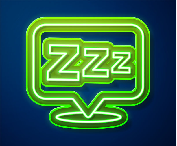 发光的霓虹灯线沉睡的图标孤立在蓝色图片下载