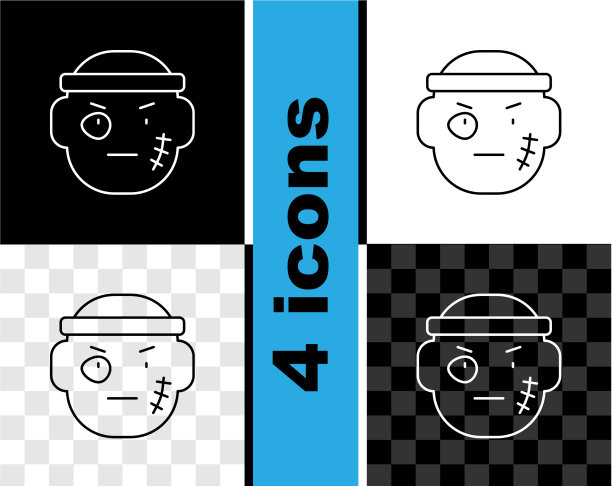 设置线土匪图标隔离在黑色和白色图片下载