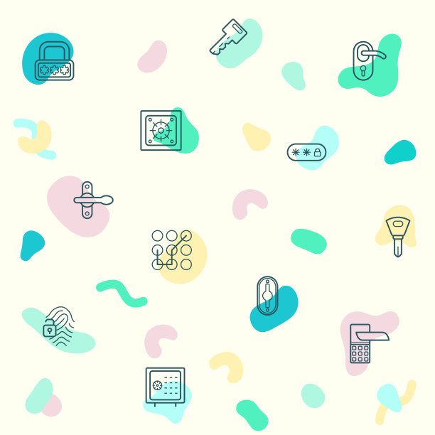 可爱的钥匙和锁的矢量插图。图片下载