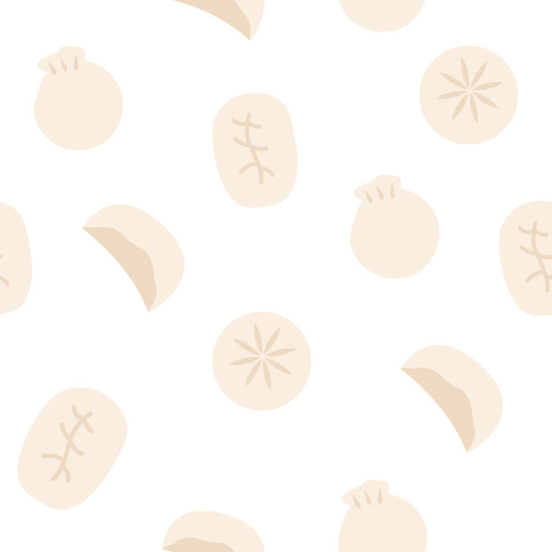 中国饺子无缝模式。点心、日式煎饺或馍馍。亚洲烹饪背景的包装或网页。矢量平面插图。图片下载