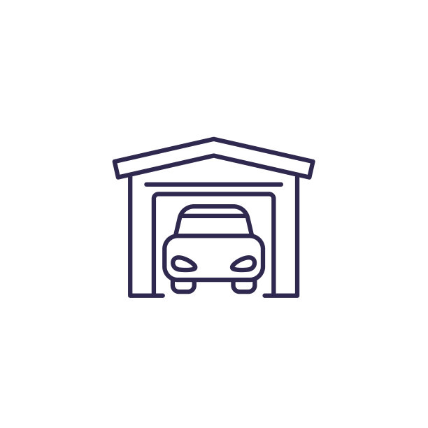白色线条车库图标图片下载