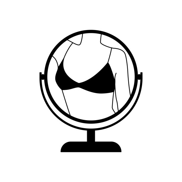 女人的身体映在镜子里的女性插画图片下载