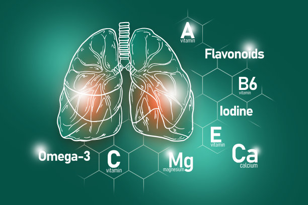 肺部健康的必需营养素包括-3，类黄酮，镁，碘。图片下载