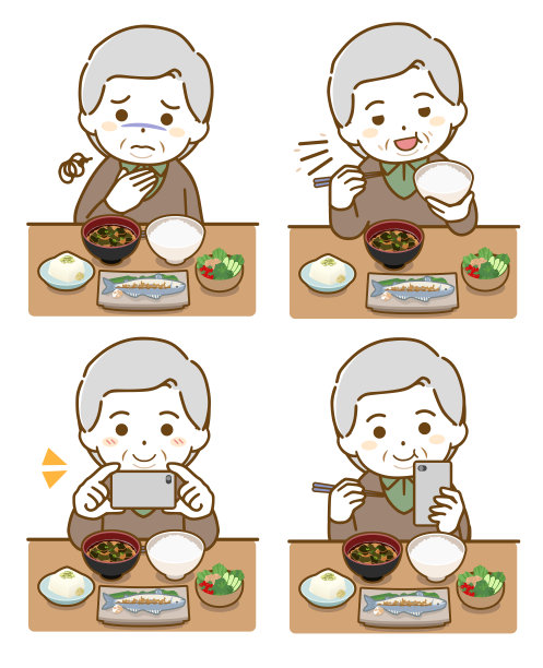 胖老人吃东西图片下载