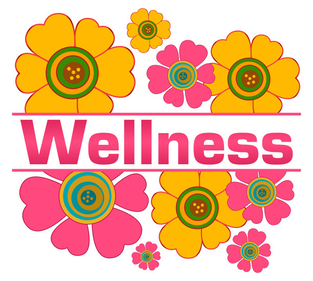 健康粉黄色花顶部底部文本图片下载