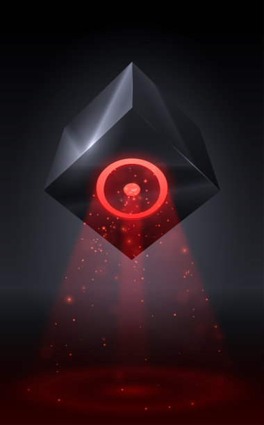 抽象的黑色立方体，带有红光效果图片下载