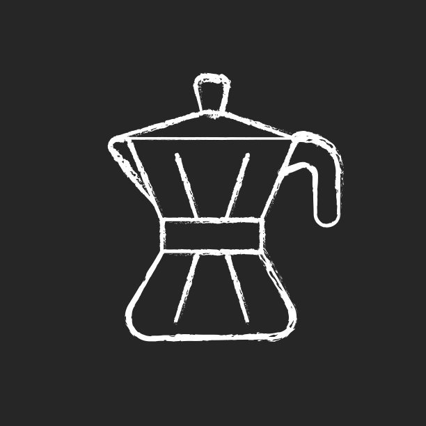 摩卡壶粉笔白色图标在黑暗的背景图片下载