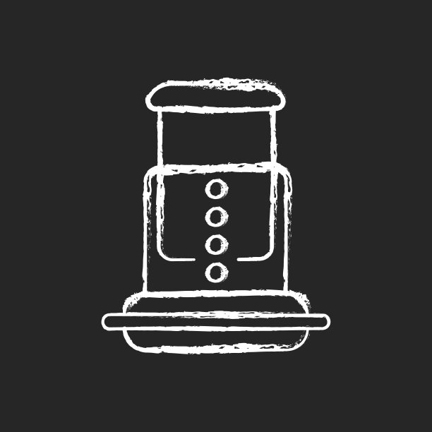 空气压力咖啡柱塞粉笔白色图标在黑暗的背景图片下载