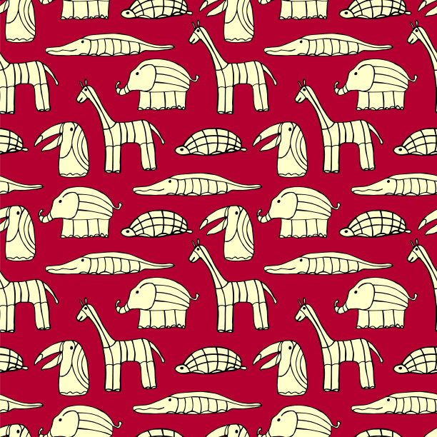 动物无缝模式适合儿童。图片下载