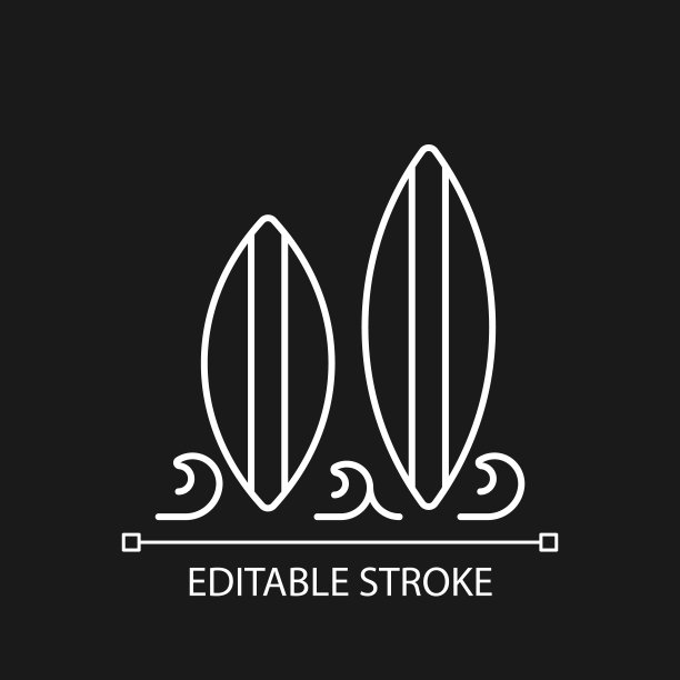 冲浪板白色线性图标为黑暗主题图片下载