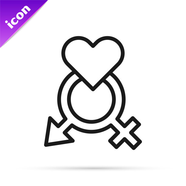 黑线性别图标孤立在白色背景上。男人和女人的象征。性的象征。向量图片下载