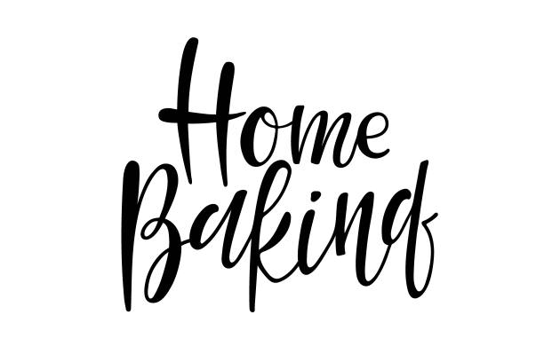 家庭烘焙。印刷矢量设计的卡片，徽章，标签，墙艺术装饰，面包房，街头节日，农民市场，乡村集市，商店，厨房类，咖啡馆。家庭烘焙手写字母。图片下载