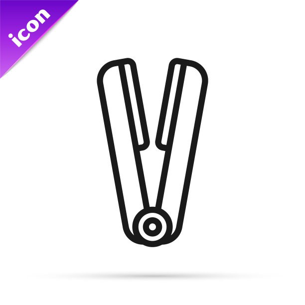 黑色线卷发器的头发图标孤立在白色背景。头发矫直机图标。向量图片下载