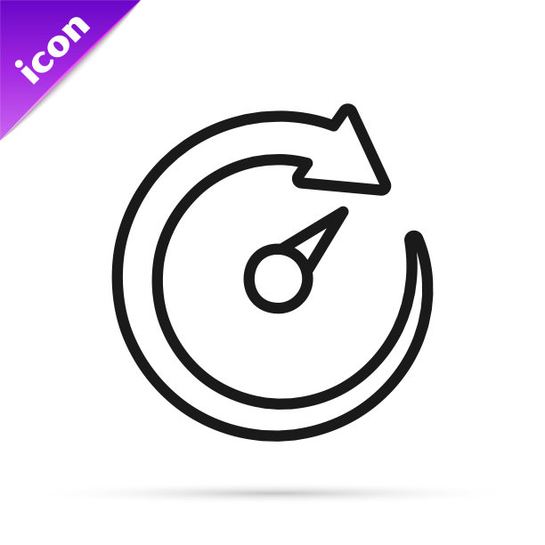 黑线数字速度表图标孤立在白色背景上。全球网络高速连接数据速率技术。向量图片下载