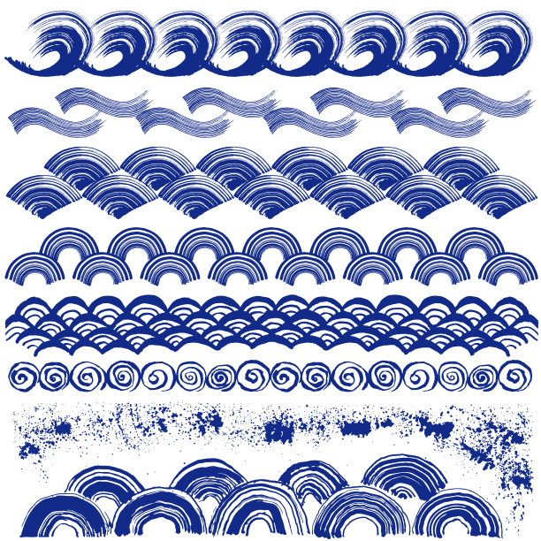 一组波浪线。浪花。画笔描边。图片下载