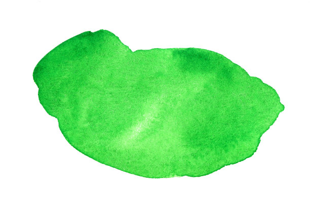 抽象绿色水彩形状。水彩手绘染色孤立在白色图片下载