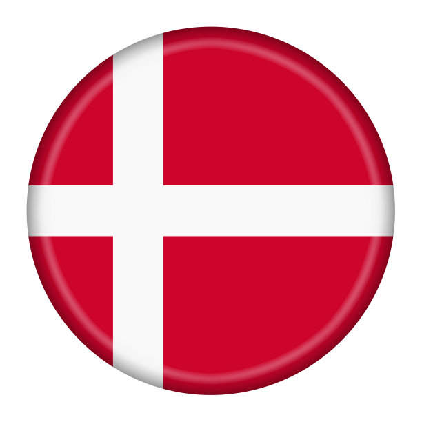 丹麦国旗按钮3d插图与剪切路径图片下载