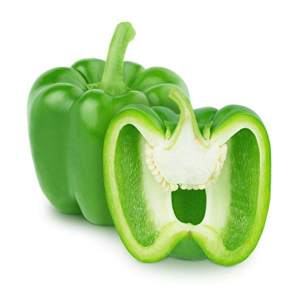 一组橙色的甜椒孤立在白色的背景。图片下载