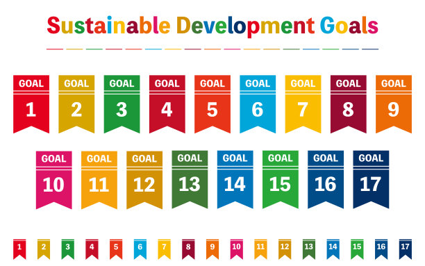 可持续发展目标，一套用于发展目标的标签，用17种预先确定的颜色，标签类型图片下载