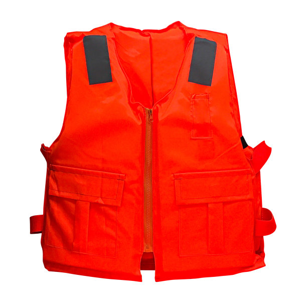 白色背景上的橙色救生衣图片下载