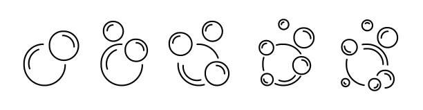 气泡平线图标收集。肥皂泡沫、汽水符号符号。图片下载