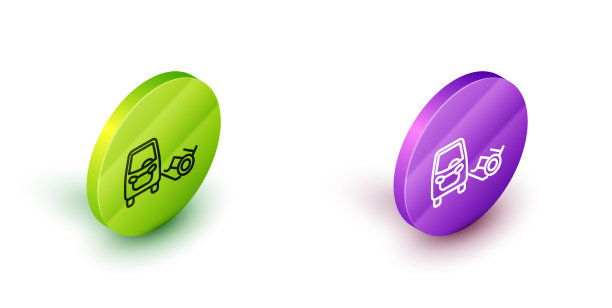 等距线禁用汽车图标隔离在白色图片下载