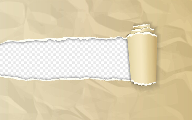 现实的棕色皱纸卷边图片下载