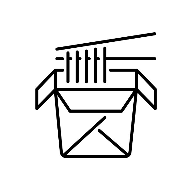 纸盒里的面条和筷子细线的图标图片下载