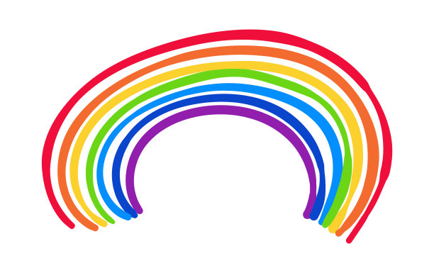 手绘彩虹孤立在白色背景图片下载