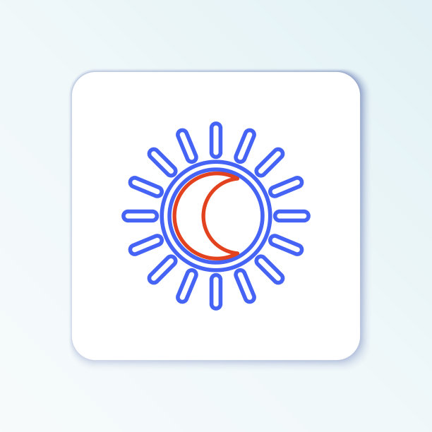 线日食太阳图标孤立在白色图片下载