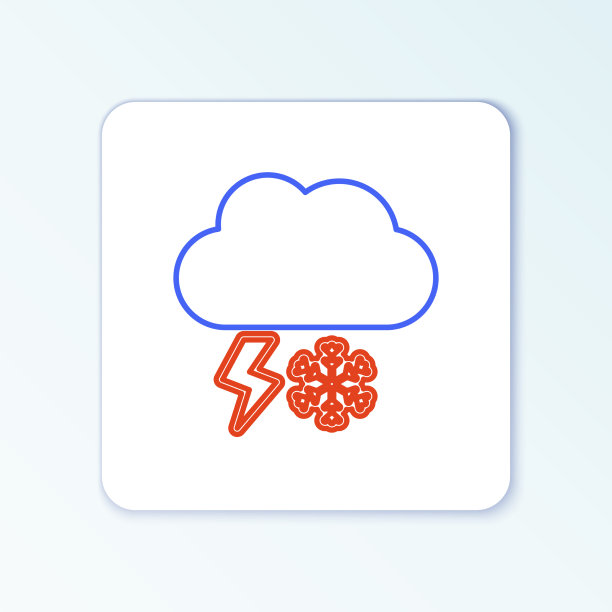 线云与雪和闪电图标孤立图片下载