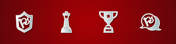 设盾牌与旗帜象棋奖杯和旗帜图片下载