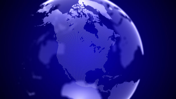 全球网络连接。蓝色未来世界地图。行星地球的概念。3D渲染。图片下载