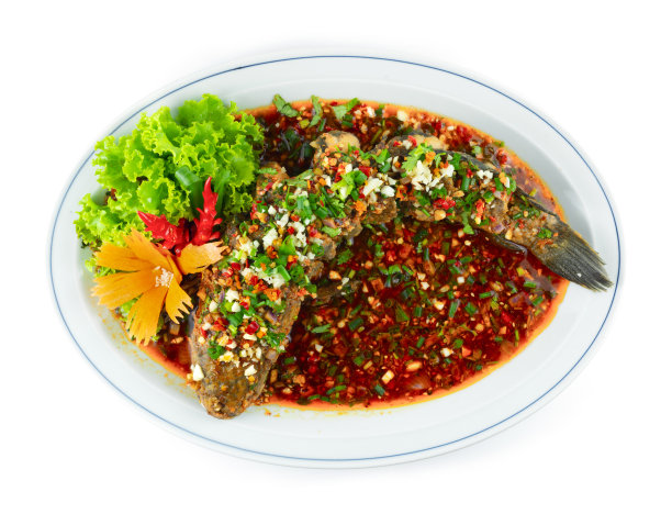 四川辣酱油炸鱼油炸黑鱼中国食品图片下载