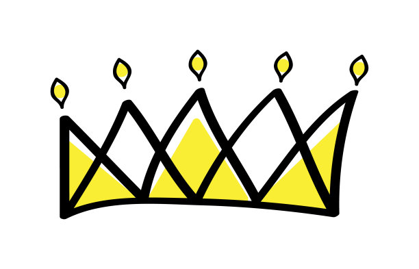 溢价皇冠矢量涂鸦风格。国王和王后的王冠为草图。图片下载
