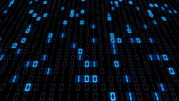 数字显示与浅蓝色二进制代码图片下载