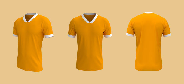 男子足球t恤模型的正面，侧面和背面的观点图片下载