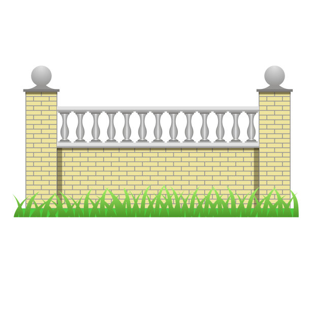 用栏杆装饰的砖栅栏图片下载