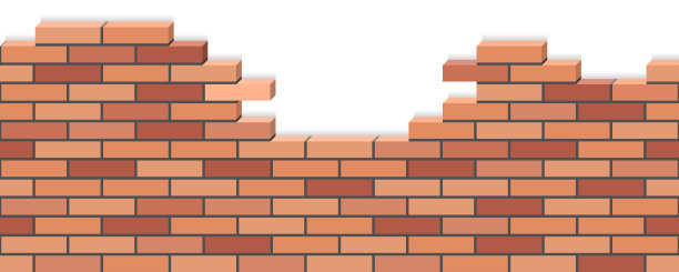 破碎的砖墙。三维等距视图，红砖石墙废墟。背景动画或游戏资产。无缝模式。矢量图图片下载