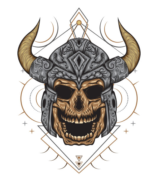 死的头。带有骷髅头的街头风格老厂牌。T恤设计插图图片下载