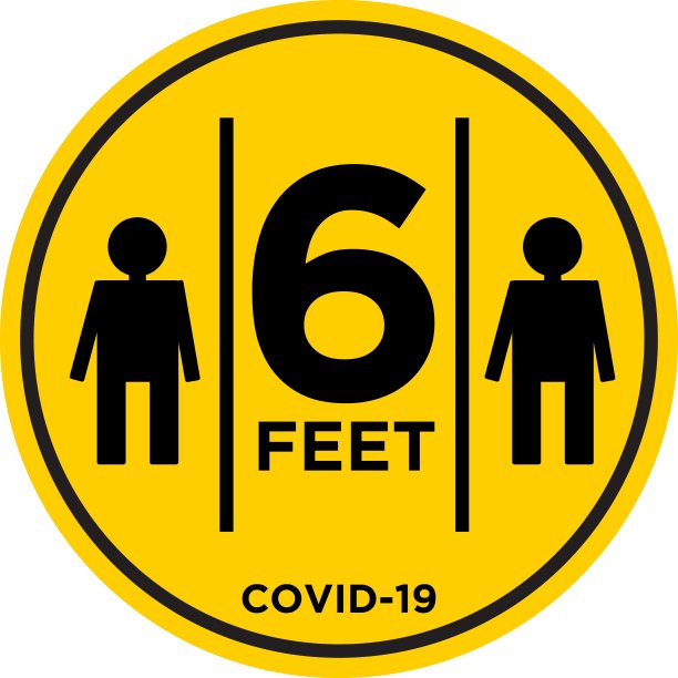 保持6英尺的距离警告标志图片下载