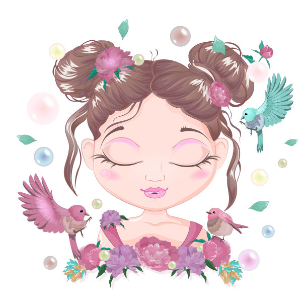 一个穿花的女孩的肖像图片下载