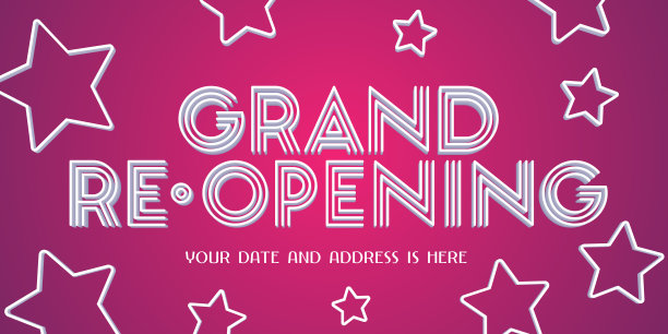 盛大开业或重新开业矢量插图，背景图片下载