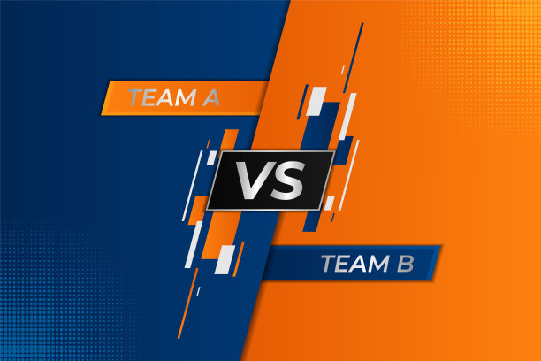 现代对抗性体育竞赛极简对角线蓝色和橙色背景图片下载