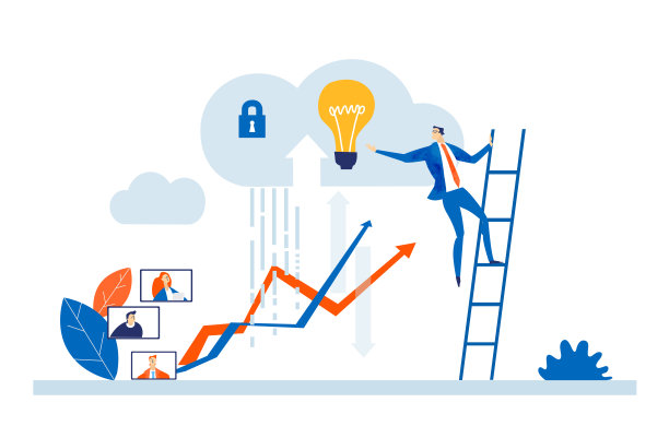 商务人士在线工作，云数据，互联网安全，数据保护，互联网通信，远程工作，数据存储概念图片下载