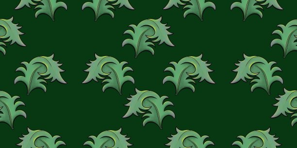 绿色装饰的叶子在深绿色的背景上图片下载