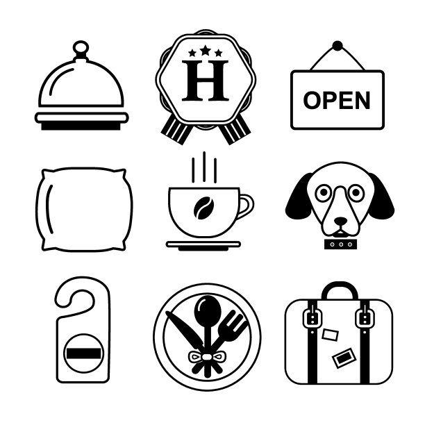 一套酒店服务图标图片下载